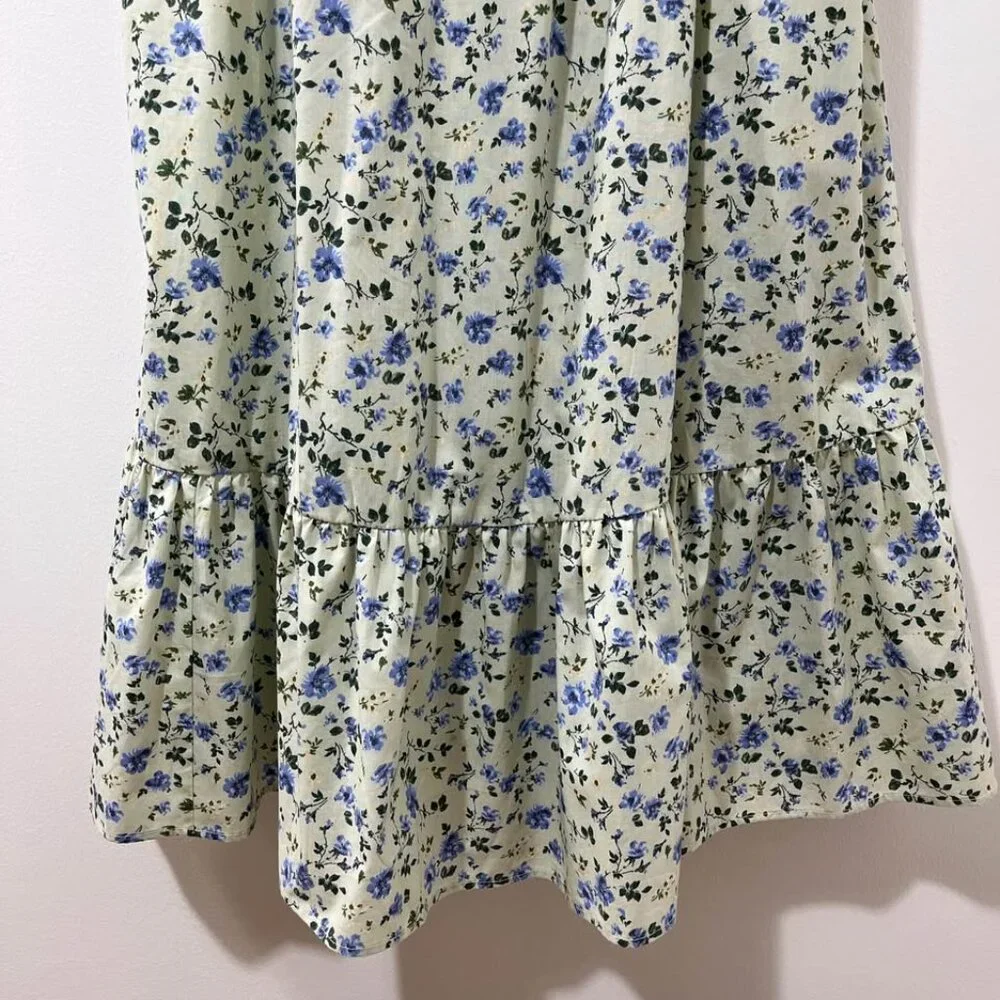 Abercrombie Floral Romantic Summer Coquette Prarie Cottage Midi Dress [size Lp] - Picture 6 of 12
